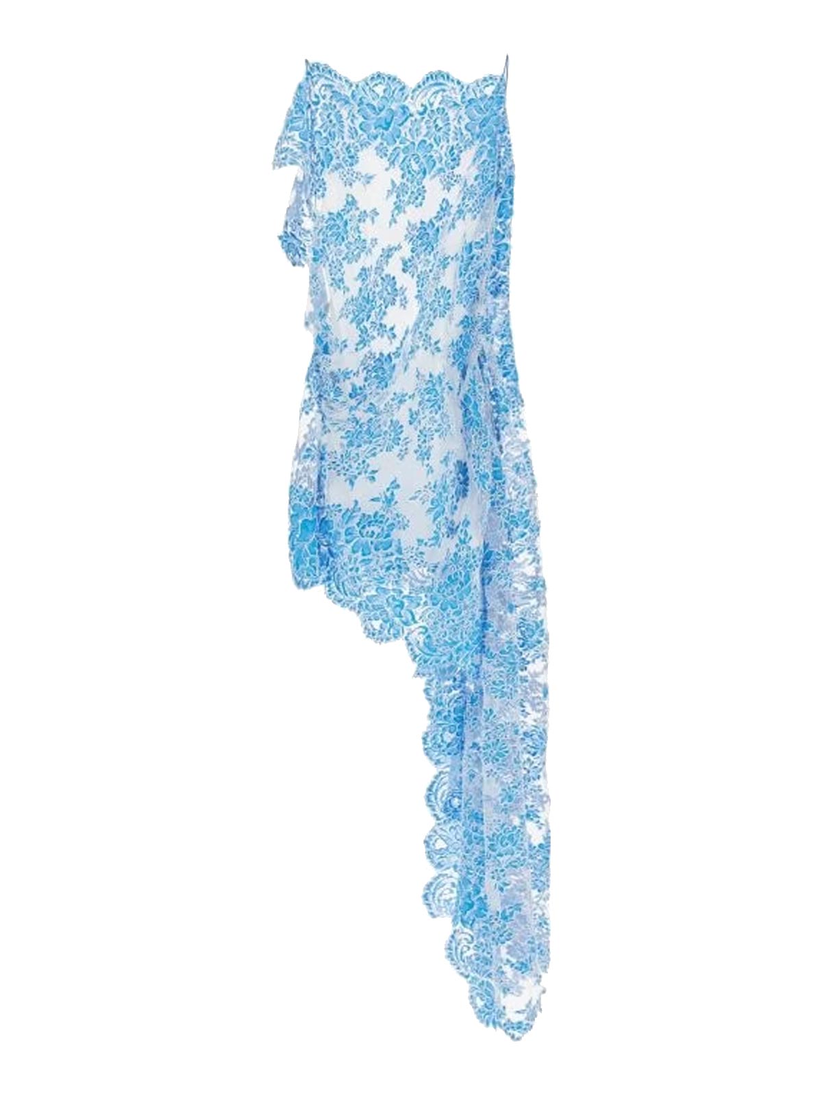 Christopher Esber blue lace asymmetrical mini dress